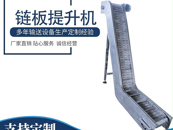 大港纸箱链板提升机--卓远输送设备生产厂家--不锈钢链板提升机