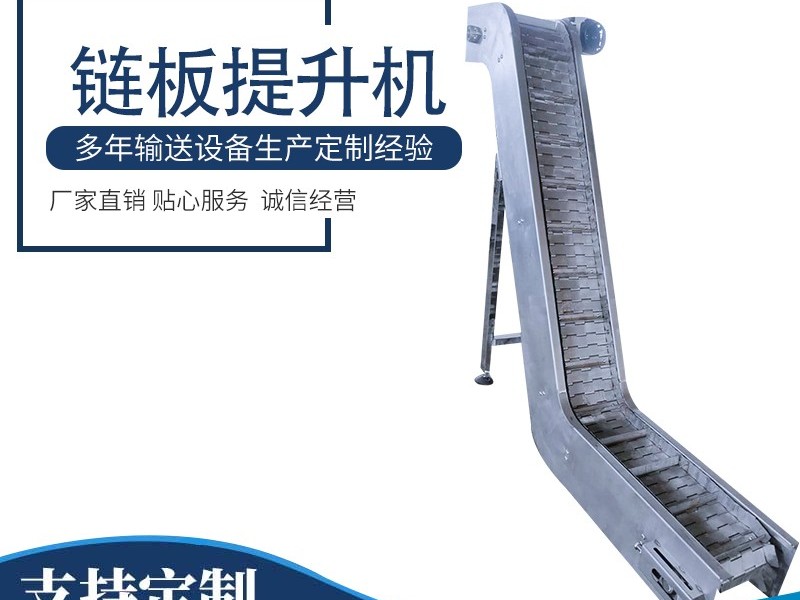 大港纸箱链板提升机--卓远输送设备生产厂家--不锈钢链板提升机